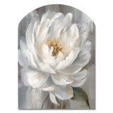 White Grey Peonies Artistry - Asymmetric Metal Wall Art