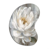 White Grey Peonies Artistry - Asymmetric Metal Wall Art