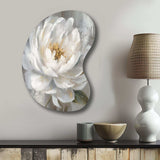 White Grey Peonies Artistry - Asymmetric Metal Wall Art