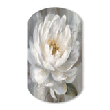 White Grey Peonies Artistry - Asymmetric Metal Wall Art