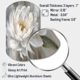 White Grey Peonies Artistry - Asymmetric Metal Wall Art