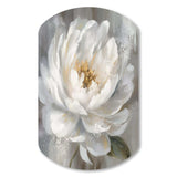 White Grey Peonies Artistry - Asymmetric Metal Wall Art