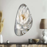 White Grey Peonies Artistry - Asymmetric Metal Wall Art