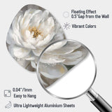 White Grey Peonies Artistry - Asymmetric Metal Wall Art