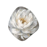 White Grey Peonies Artistry - Asymmetric Metal Wall Art