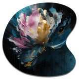 Blue Pink Peonies Artistry II - Asymmetric Metal Wall Art