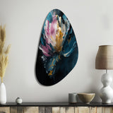 Blue Pink Peonies Artistry II - Asymmetric Metal Wall Art