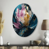 Blue Pink Peonies Artistry II - Asymmetric Metal Wall Art