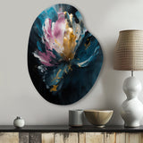 Blue Pink Peonies Artistry II - Asymmetric Metal Wall Art