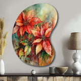 Red Blossoming Poinsettias II - Asymmetric Metal Wall Art