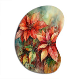 Red Blossoming Poinsettias II - Asymmetric Metal Wall Art