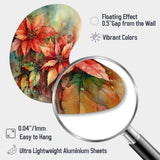 Red Blossoming Poinsettias II - Asymmetric Metal Wall Art