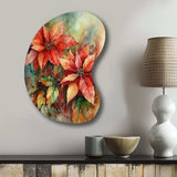 Red Blossoming Poinsettias II - Asymmetric Metal Wall Art