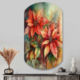 Red Blossoming Poinsettias II - Asymmetric Metal Wall Art