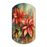 Red Blossoming Poinsettias II - Asymmetric Metal Wall Art