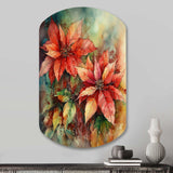 Red Blossoming Poinsettias II - Asymmetric Metal Wall Art