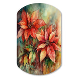 Red Blossoming Poinsettias II - Asymmetric Metal Wall Art