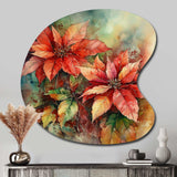 Red Blossoming Poinsettias II - Asymmetric Metal Wall Art