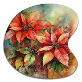 Red Blossoming Poinsettias II - Asymmetric Metal Wall Art