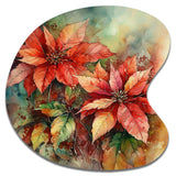 Red Blossoming Poinsettias II - Asymmetric Metal Wall Art