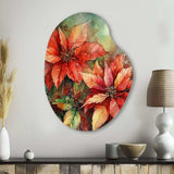 Red Blossoming Poinsettias II - Asymmetric Metal Wall Art