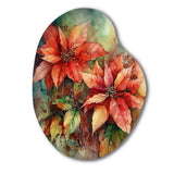 Red Blossoming Poinsettias II - Asymmetric Metal Wall Art