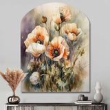 Orange Peonies Blooms II - Asymmetric Metal Wall Art