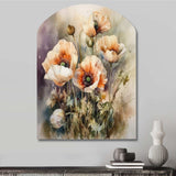 Orange Peonies Blooms II - Asymmetric Metal Wall Art