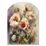 Orange Peonies Blooms II - Asymmetric Metal Wall Art