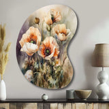 Orange Peonies Blooms II - Asymmetric Metal Wall Art