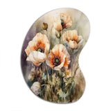 Orange Peonies Blooms II - Asymmetric Metal Wall Art