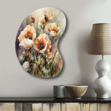 Orange Peonies Blooms II - Asymmetric Metal Wall Art