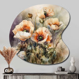 Orange Peonies Blooms II - Asymmetric Metal Wall Art