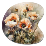 Orange Peonies Blooms II - Asymmetric Metal Wall Art