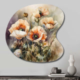 Orange Peonies Blooms II - Asymmetric Metal Wall Art