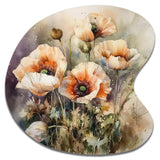 Orange Peonies Blooms II - Asymmetric Metal Wall Art