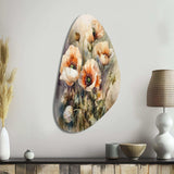 Orange Peonies Blooms II - Asymmetric Metal Wall Art