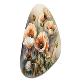 Orange Peonies Blooms II - Asymmetric Metal Wall Art