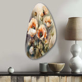 Orange Peonies Blooms II - Asymmetric Metal Wall Art