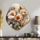 Orange Peonies Blooms II - Asymmetric Metal Wall Art