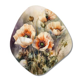 Orange Peonies Blooms II - Asymmetric Metal Wall Art