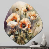 Orange Peonies Blooms II - Asymmetric Metal Wall Art