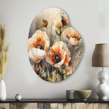 Orange Peonies Blooms II - Asymmetric Metal Wall Art