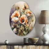 Orange Peonies Blooms II - Asymmetric Metal Wall Art