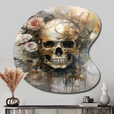 Skull Blooming Roses - Asymmetric Metal Wall Art