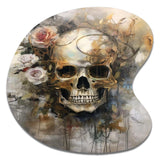 Skull Blooming Roses - Asymmetric Metal Wall Art