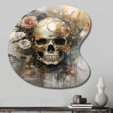 Skull Blooming Roses - Asymmetric Metal Wall Art