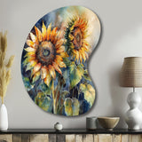 Yellow Sunflower Symphony II - Asymmetric Metal Wall Art