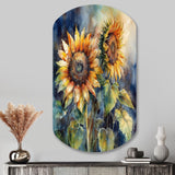 Yellow Sunflower Symphony II - Asymmetric Metal Wall Art