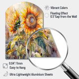 Yellow Sunflower Symphony III - Asymmetric Metal Wall Art